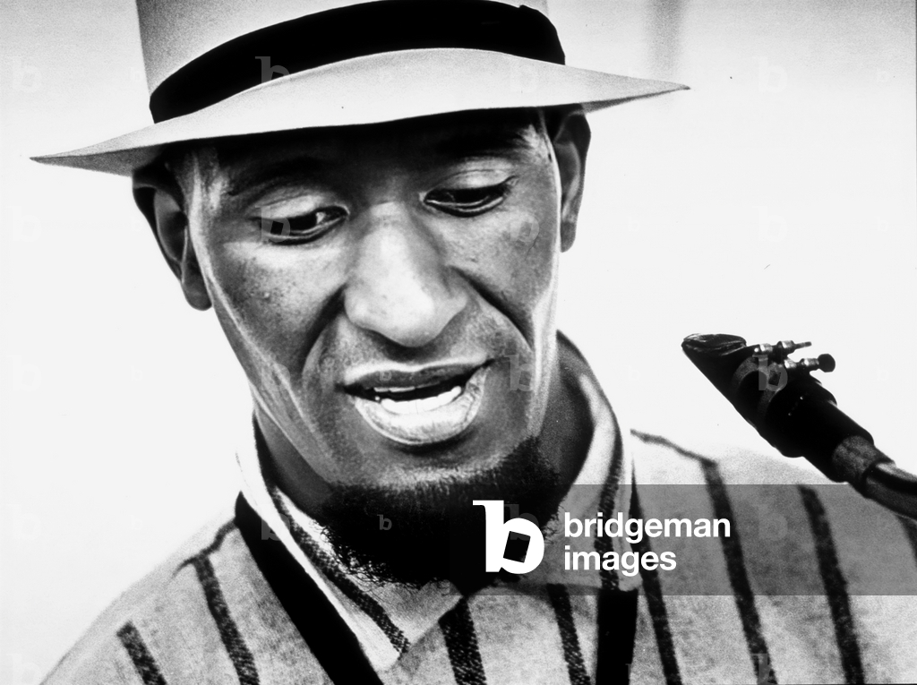 Sonny Rollins (Theodore Walter) American jazz tenor saxophonist, playing tenor saxophone here c. 1965