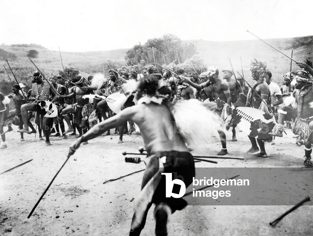 Riot in a zulu village South Africa, 20th century