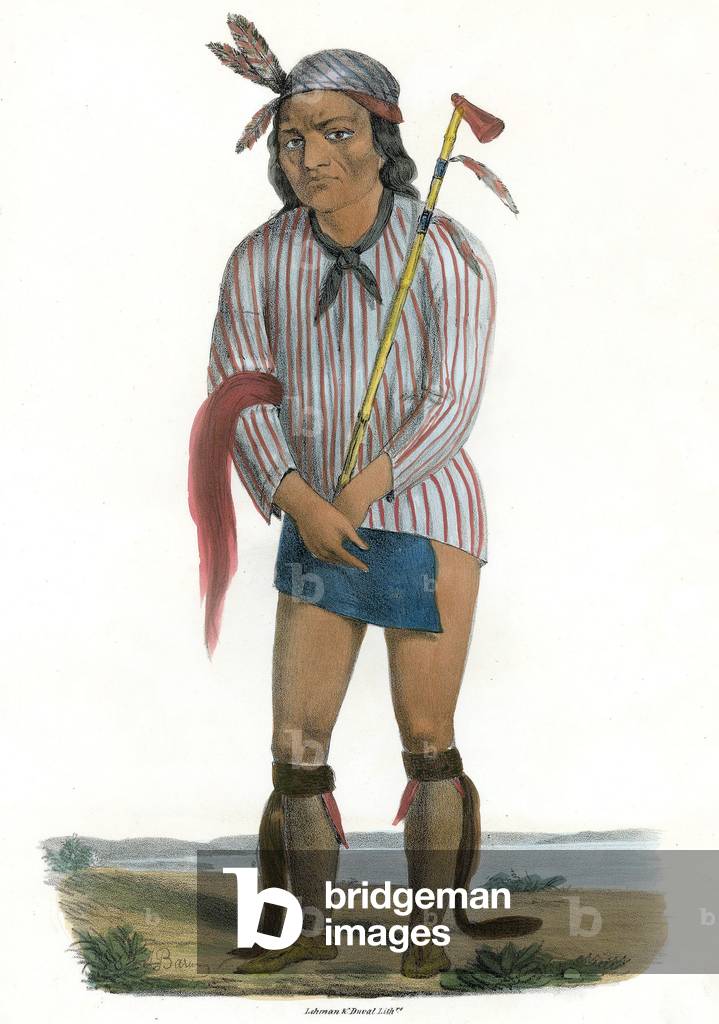 A Sioux Chief, engraving, 1835