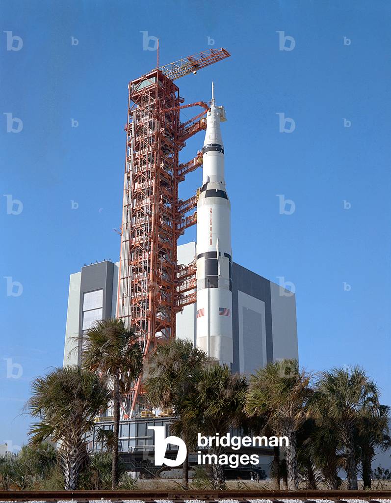 Apollo 10 rollout from the Vehicle Assembly Building (VAB) to Complex 39B, Kennedy Space Center, Florida, May 1969