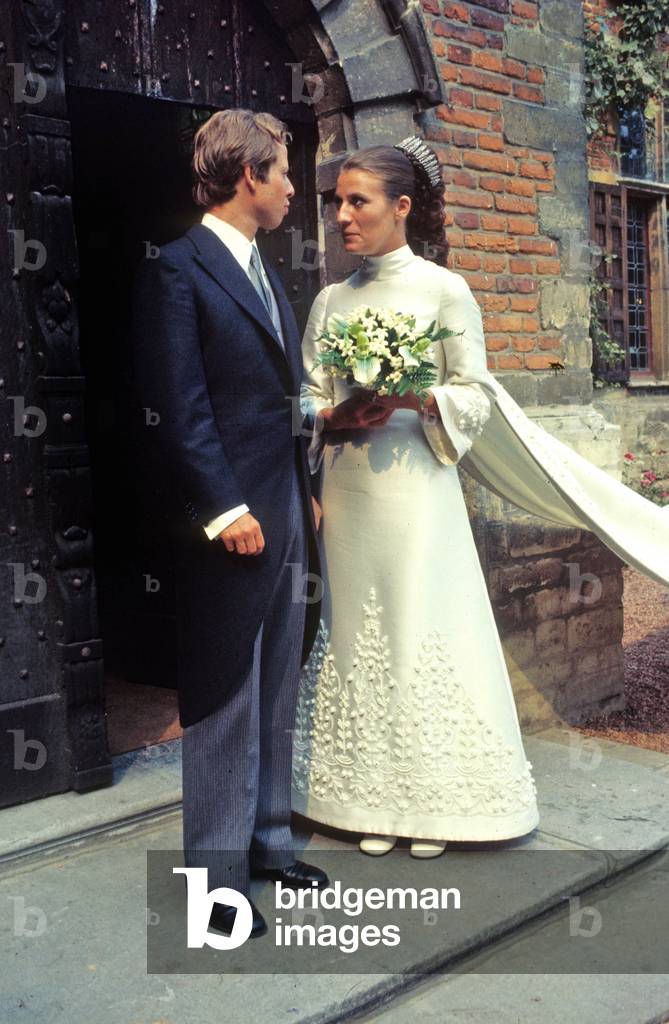 Wedding of prince Philip of Liechtenstein with Isabelle de l'Arbre on September 11, 1971 in Brussels