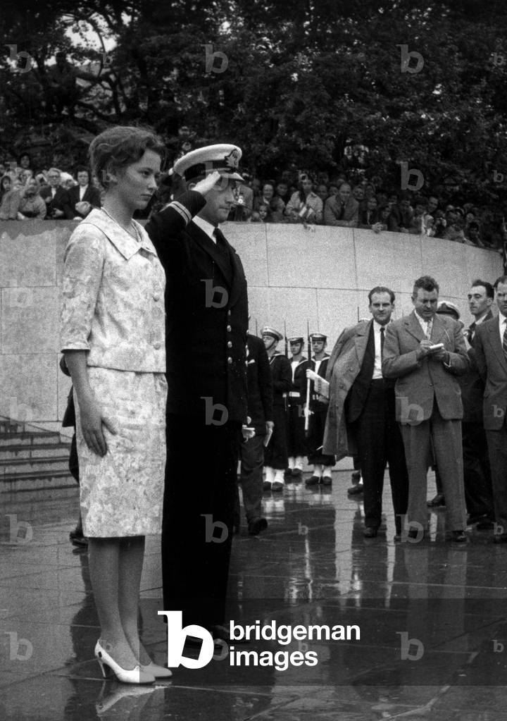 Princess Paola and prince Albert of Belgium (future King  Albert II) in Liege, June 11, 1959