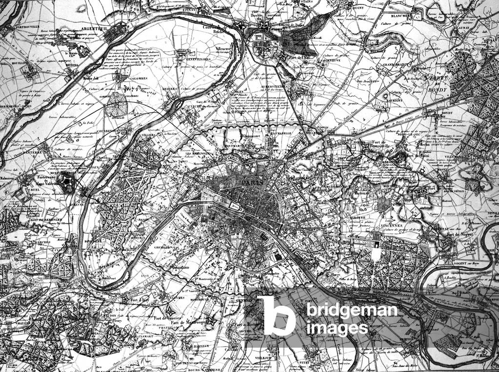 Map of Paris and the outskirts in 1840