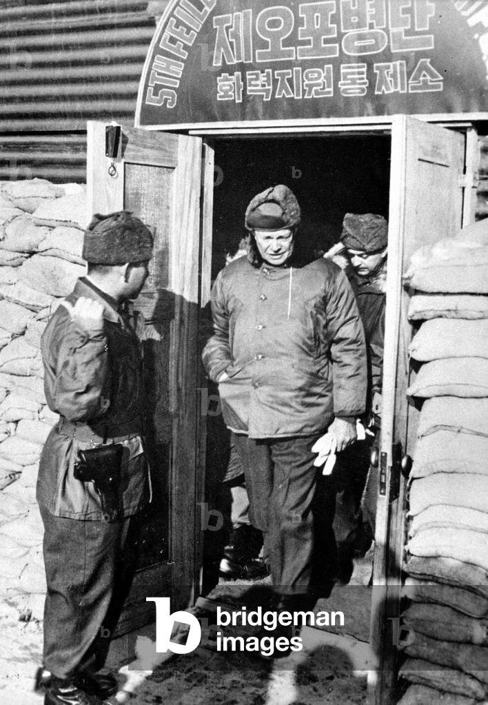 newly elected President American President Dwight Ike Eisenhower visiting his troops in Korea December 15, 1952 during the war