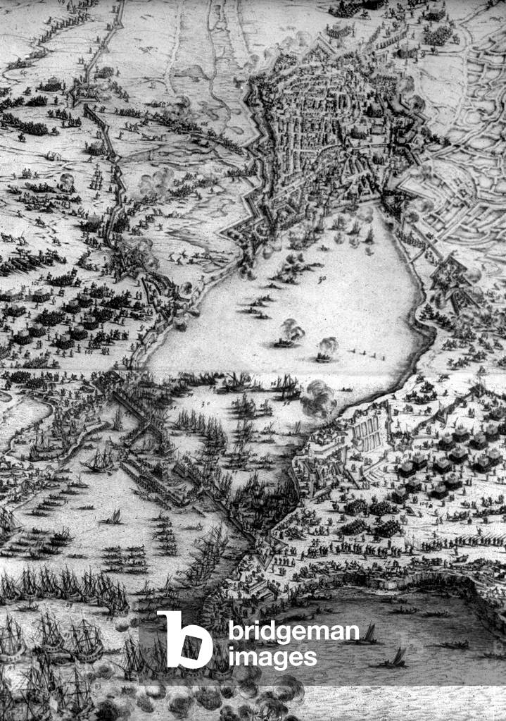 Siege of La Rochelle (1627-1628) France, engraving by Jacques Callot