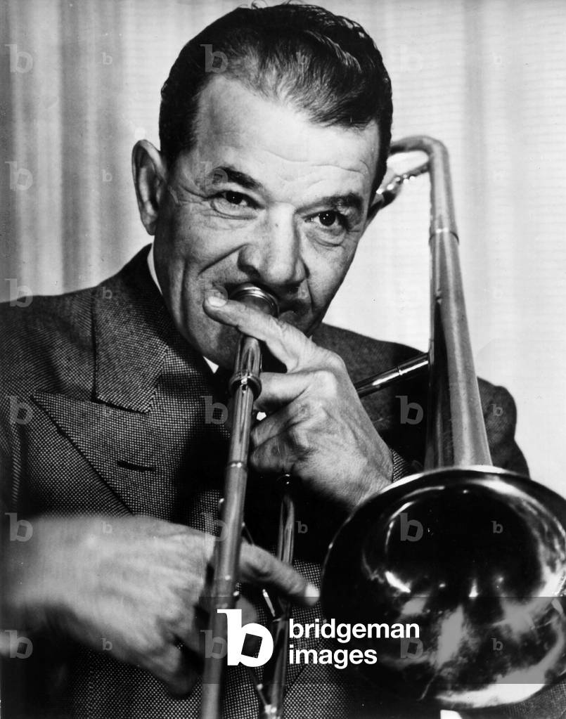 Kid Ory (1886-1973) American trombone player and jazz composer, c. 1950