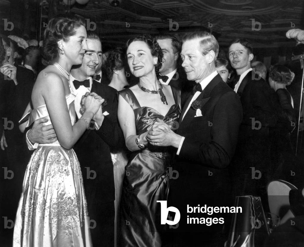 Duke Edward of Windsor and duchess of Windsor (Wallis Simpson) at Sherry-Netherlands hotel ball in New York December 31, 1949