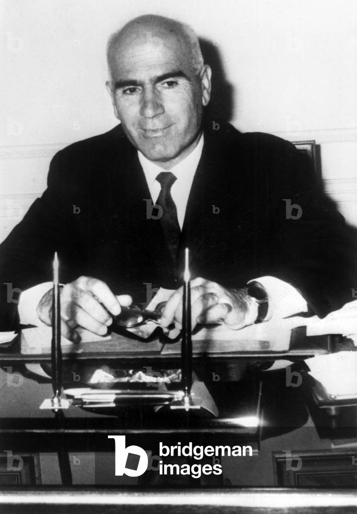 Neg: A30392PL General Patakos Minister of Interior at his office in Athenes May 11, 1967