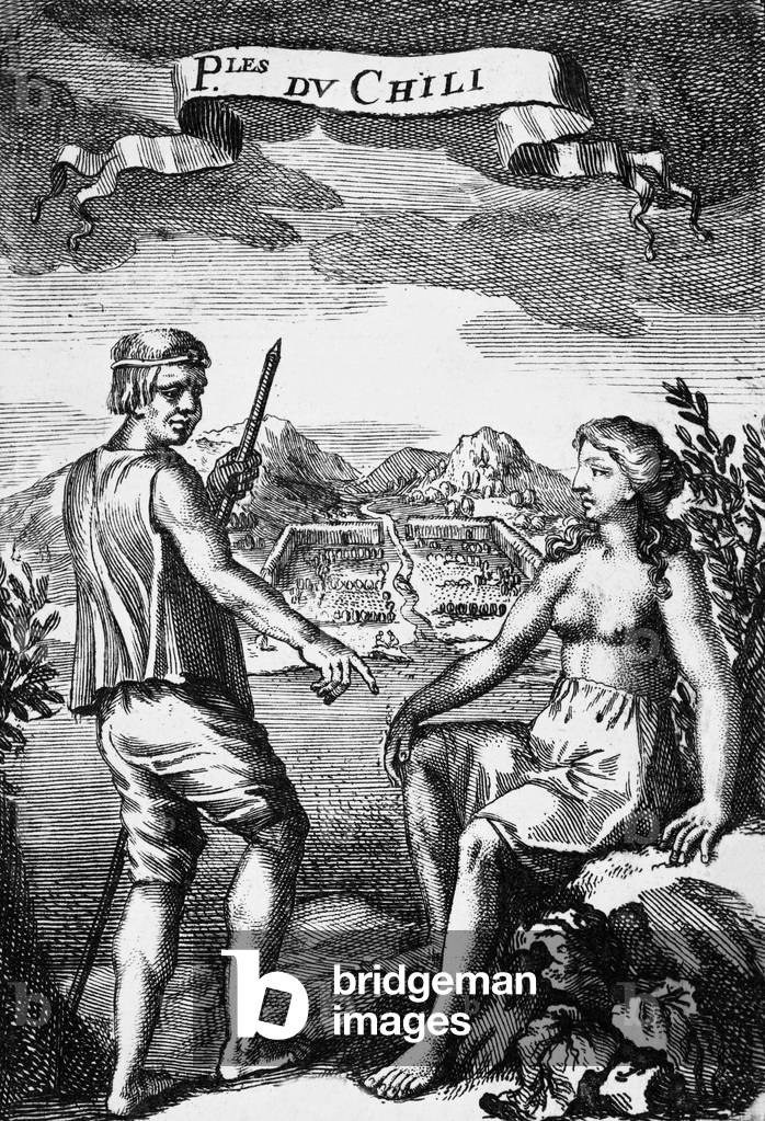 Chilean inhabitants (ancient engraving)