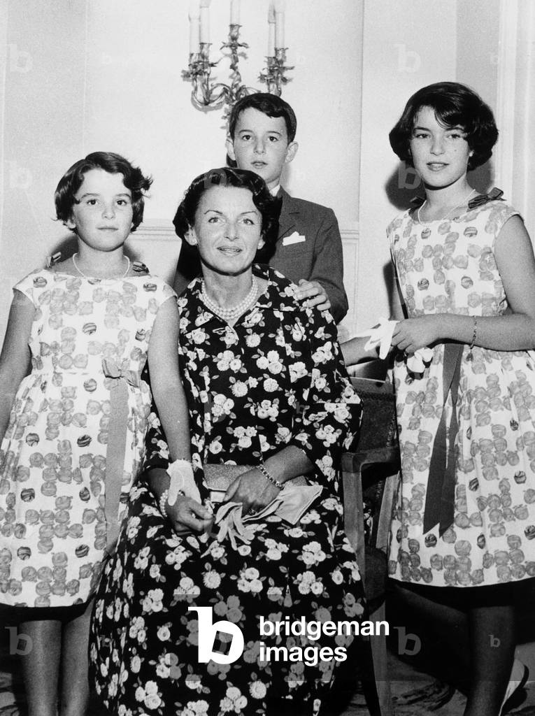 Princess Antoinette of Monaco (Rainier's sister) with her children Elisabeth Anne (12), Christiane Alix (18) and Christian Louis (10) August 1959 Grimaldi