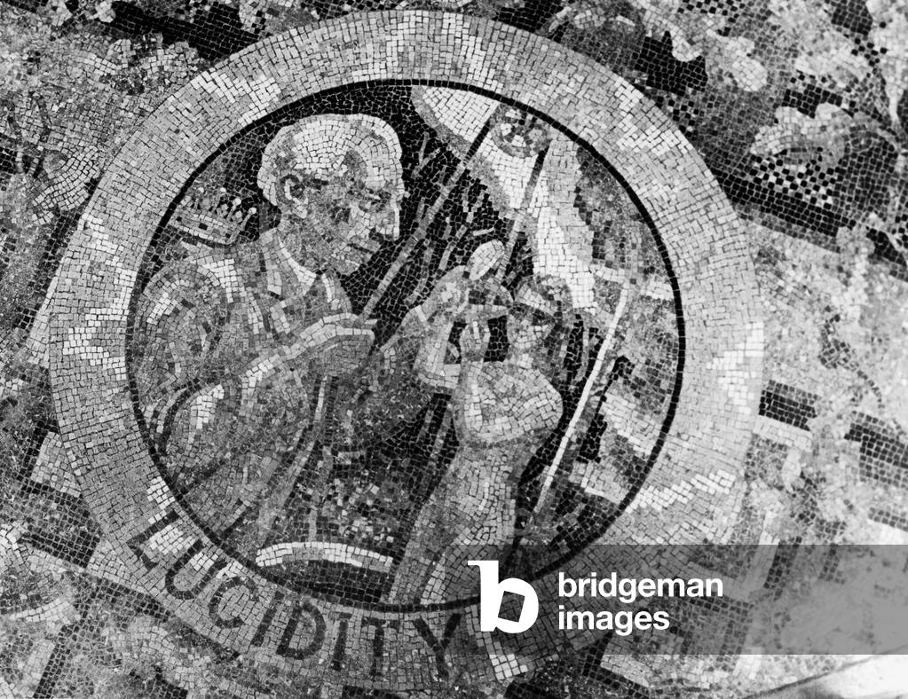 Lucidity: Bertrand Russell tearing down the mask of truth, 1953 (mosaic)