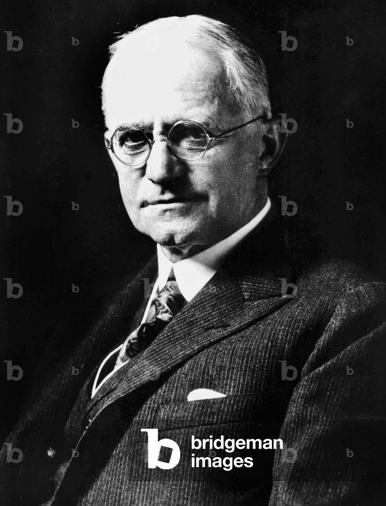 American industrialist George Eastman (1854-1932) who invented the modern photographic film in 1889, founder of Kodak company
