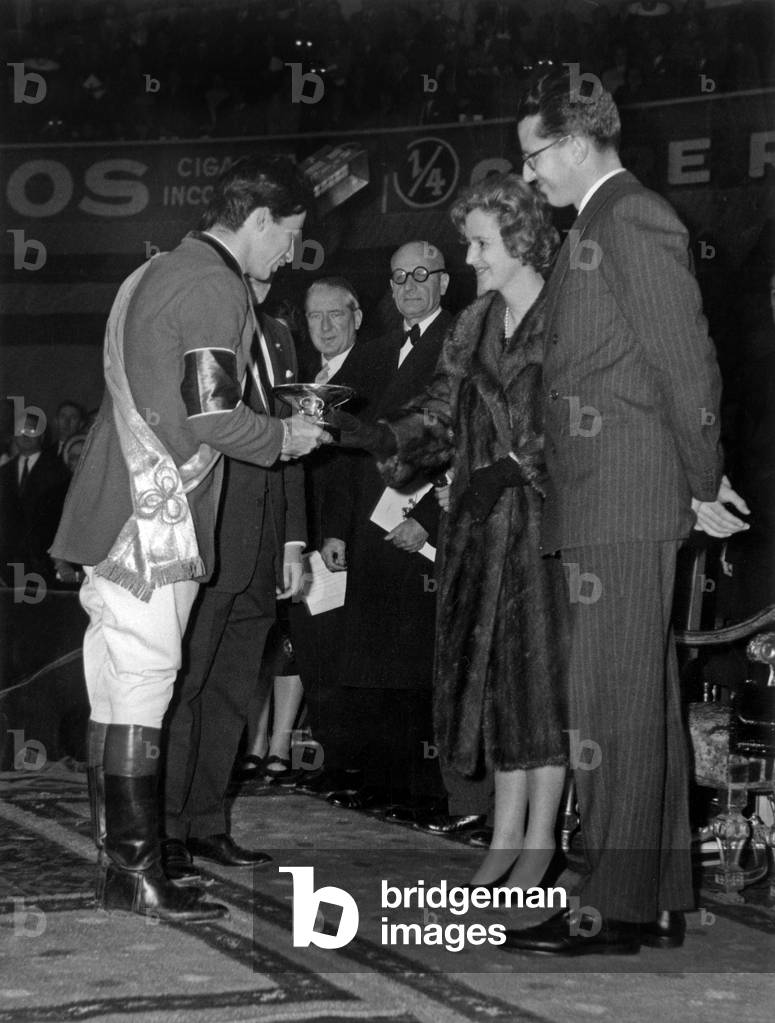 Nelson Pessoa  with King  Baudouin 1st and Queen Fabiola of Belgium November 28, 1961 (photo)