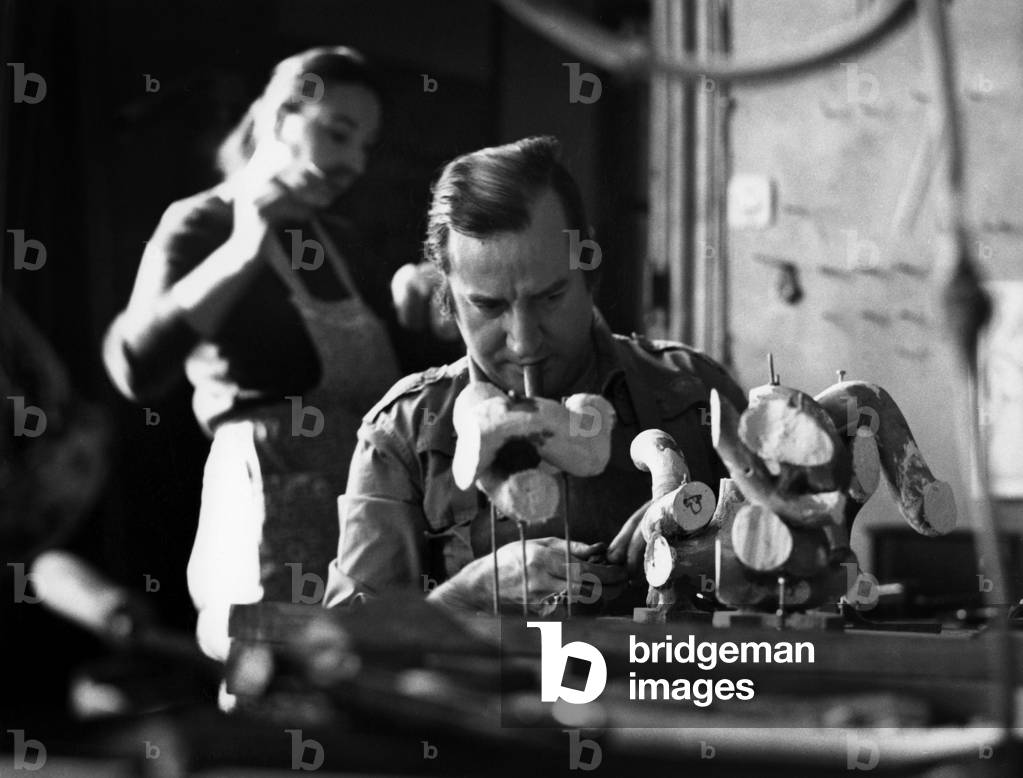 Miguel Berrocal (1933-2006) Spanish sculptor, in his workshop c. 1965