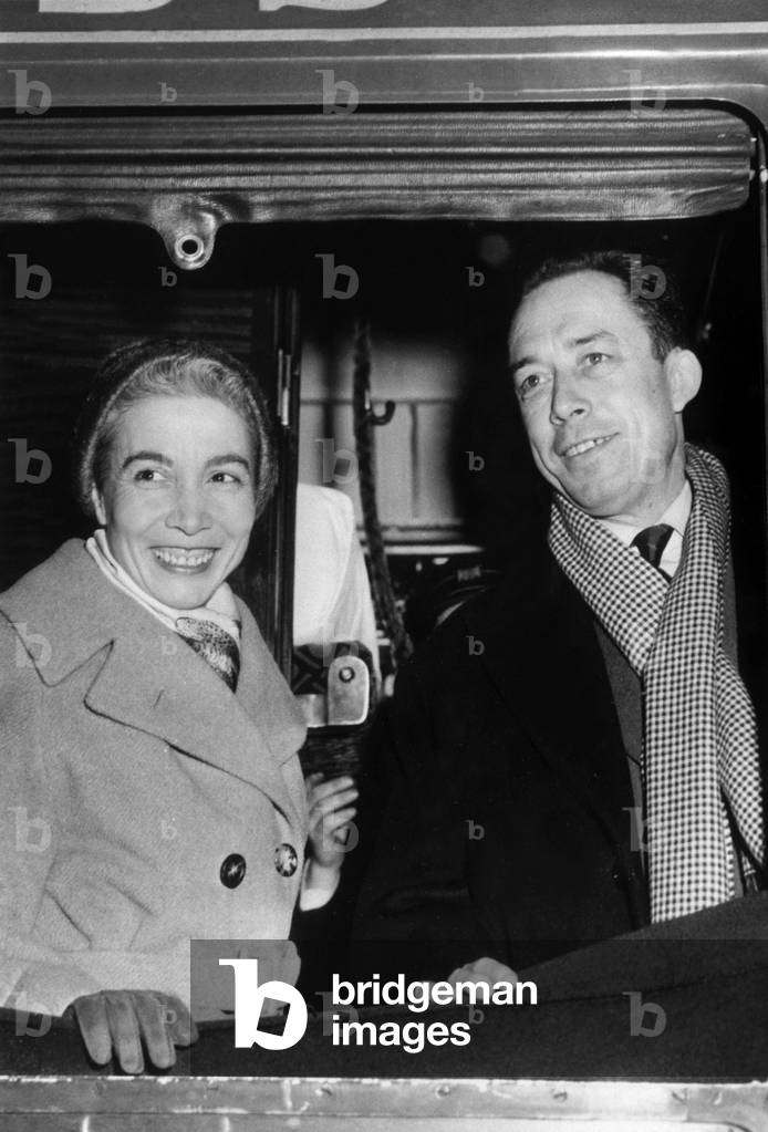 Albert Camus and his wife Francine arriving in Stockholm to receive Nobel Prize (ceremony took place on December 10, 1957)