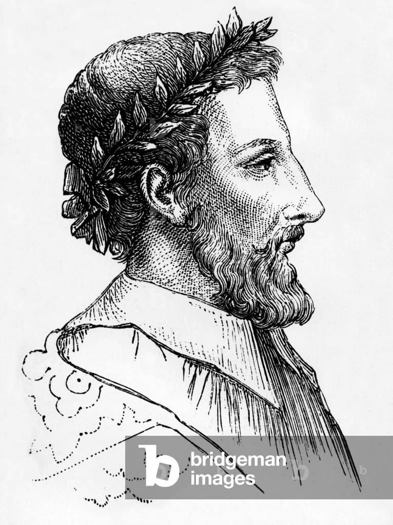 French poet Pierre de Ronsard (1524-1585), one of founders of the Pleiad group in 1549, engraving