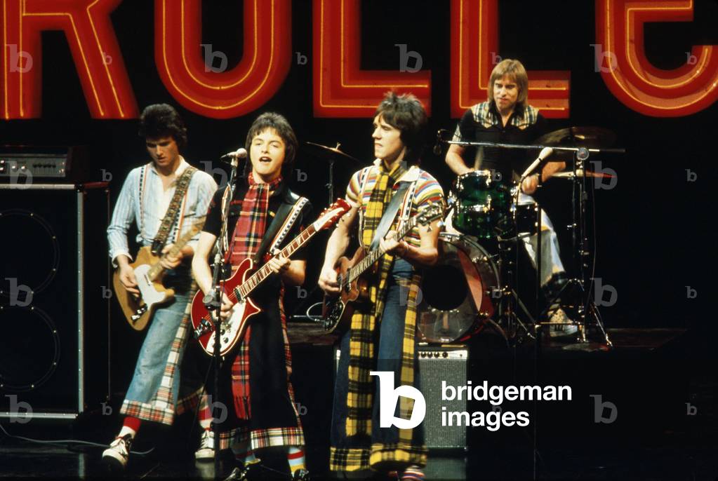 Scottish rock band Bay City Rollers on stage Derek Longmuir, Les McKeown, Stuart (