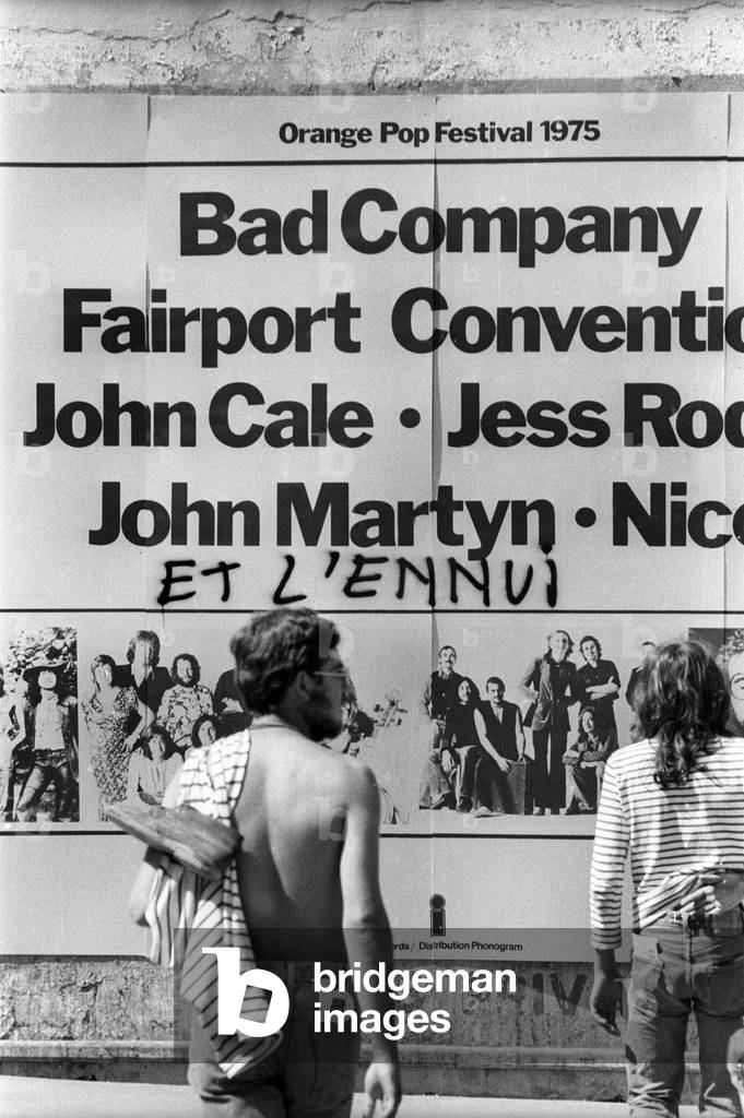 Poster of pop music festival in Orange, France, 1975.