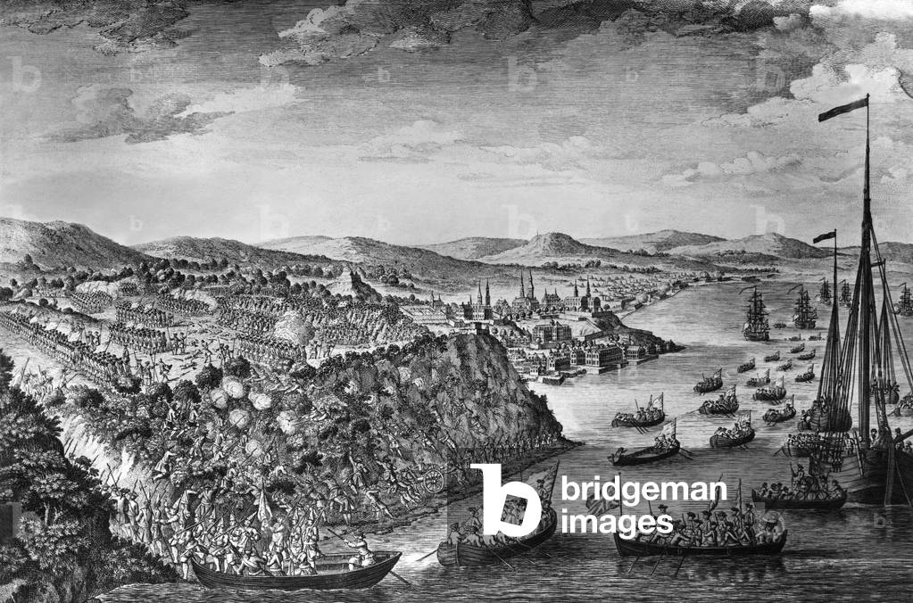 Quebec (Canada) is taken by anglish in 1763, engraving