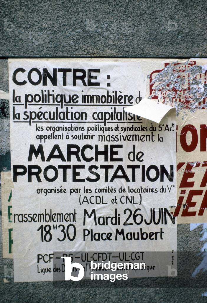 Poster for a demonstration in Paris on June 26, 1962 against property policy