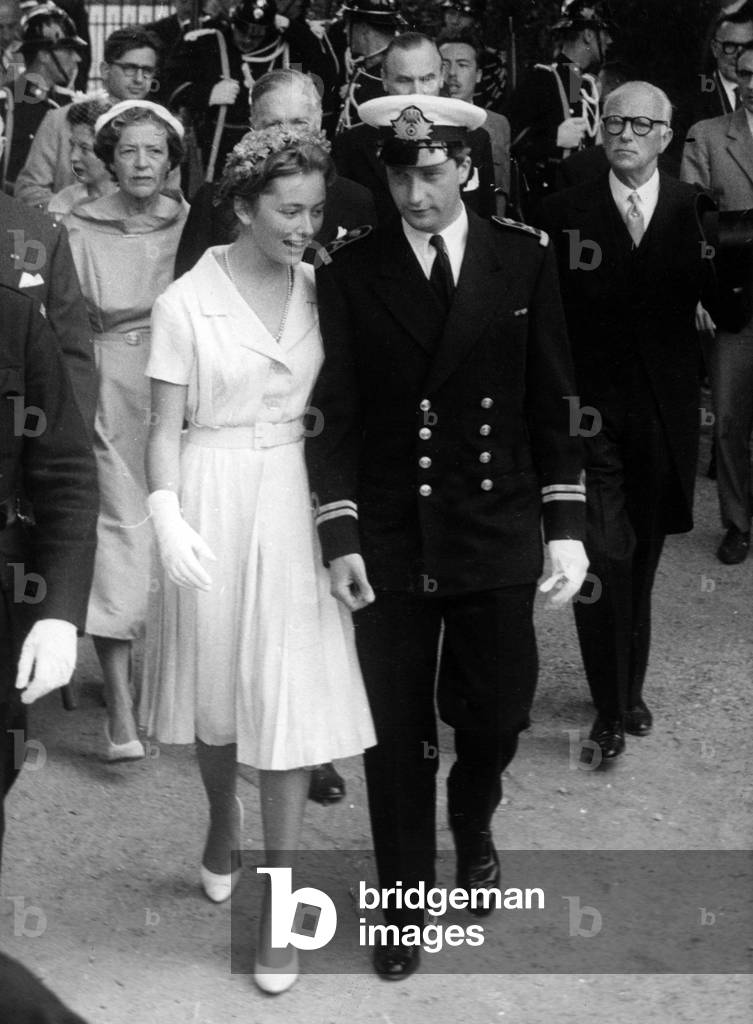 Paola and prince Albert of Belgium (future King  Albert II) in Brussels on June 8, 1959