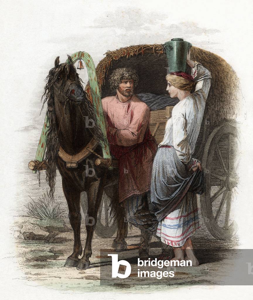 Russian farmers, c.1830 (engraving)