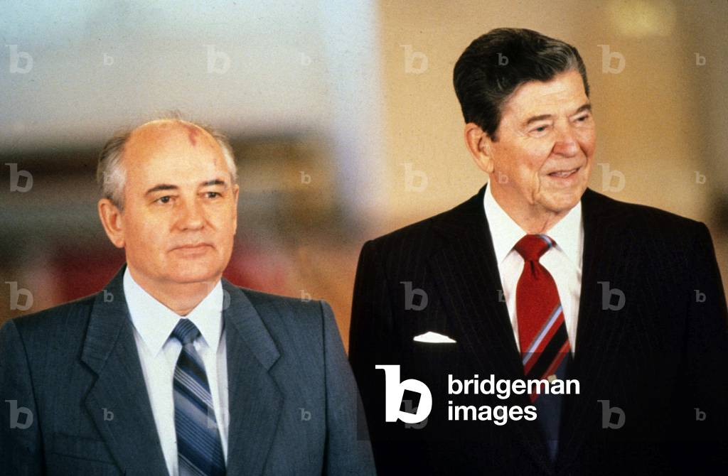 Mikhail Gorbatchev, President of USSR, and Ronald Reagan, American President, in Moscow in June 1988