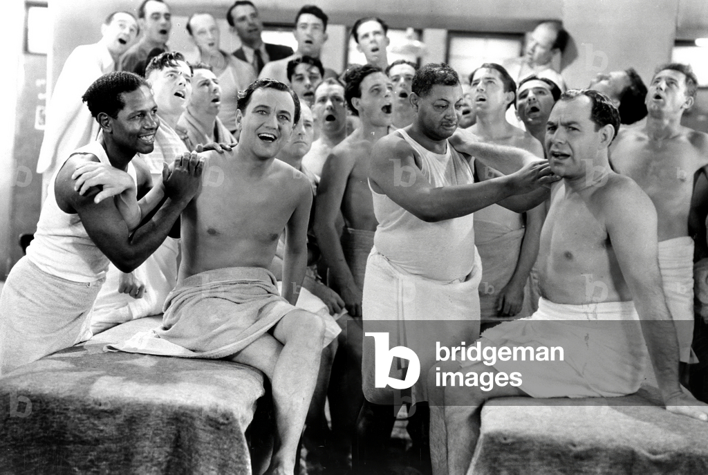 Sportsmen in a Locker Room, c.1925 (b/w photo)
