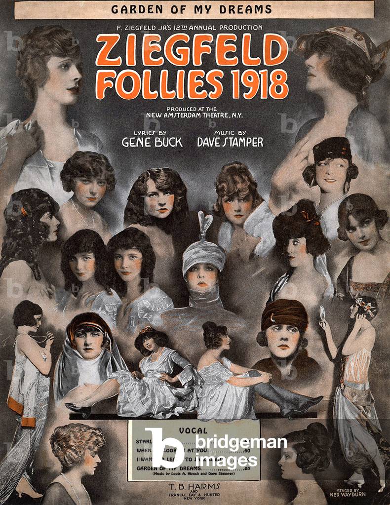 Sheet Music for 'Garden of my Dreams' Ziegfeld Follies, 1918 (colour litho)