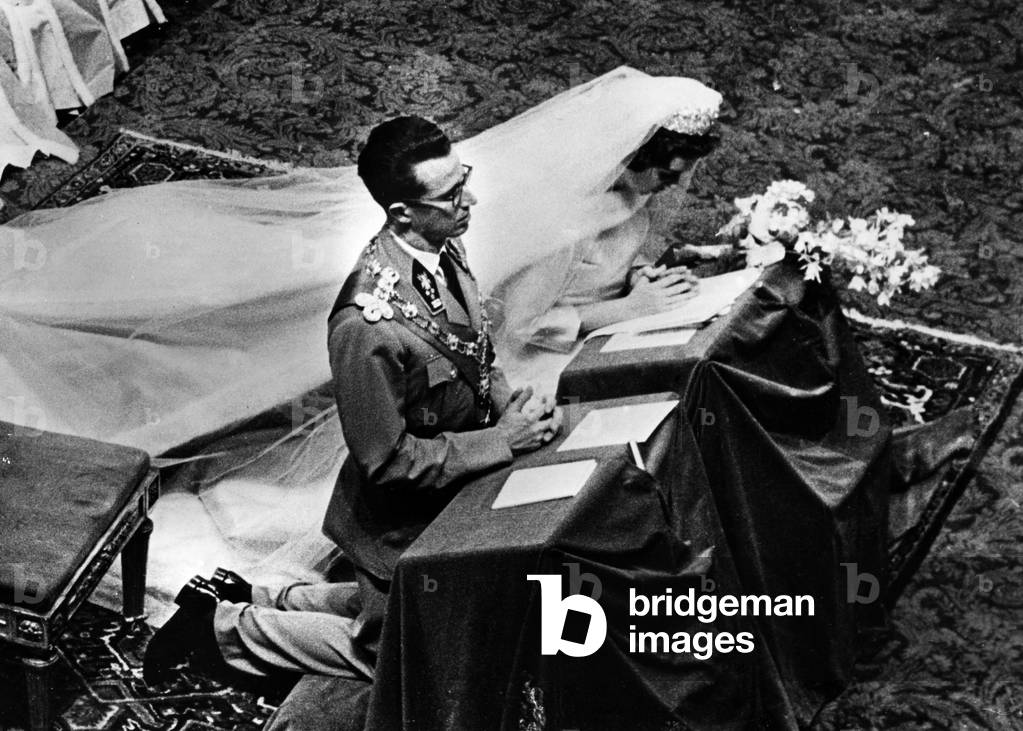 Wedding of King  of Belgians Baudouin 1st and Fabiola (Fabiola de Mora y Aragon) on December 15, 1960 in Brussels cathedral