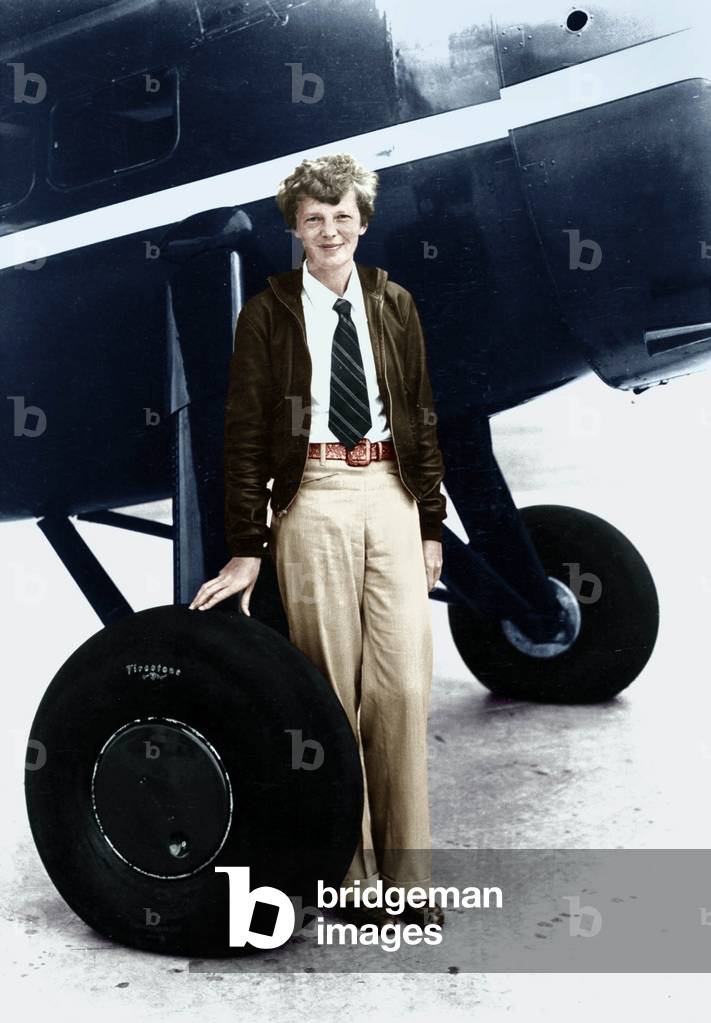 Amelia Earhart (1897-1937) American woman pilot who disappeared July 1937 in the Pacific Ocean while on a highly publicized world flight attempt, here c. 1935