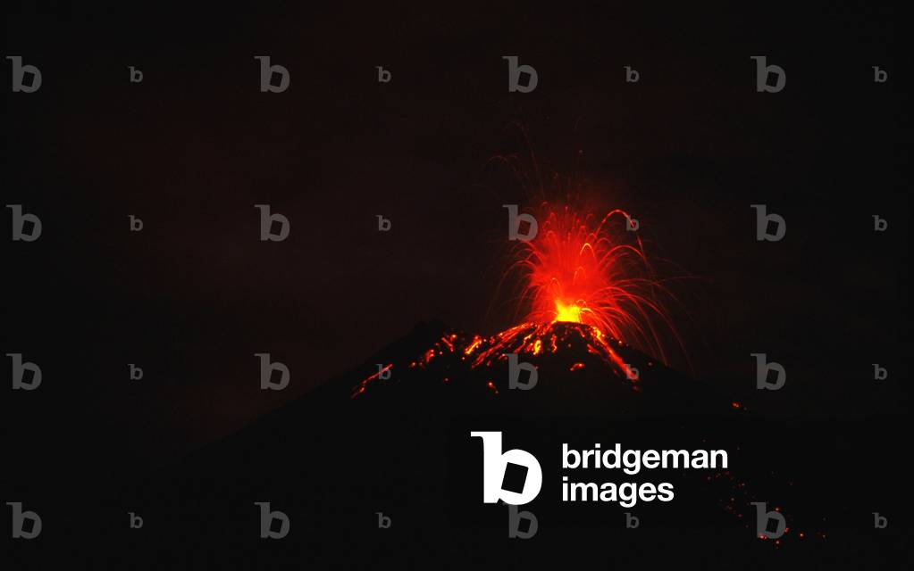 Eruption of the Arenal volcano in Costa Rica around 1990