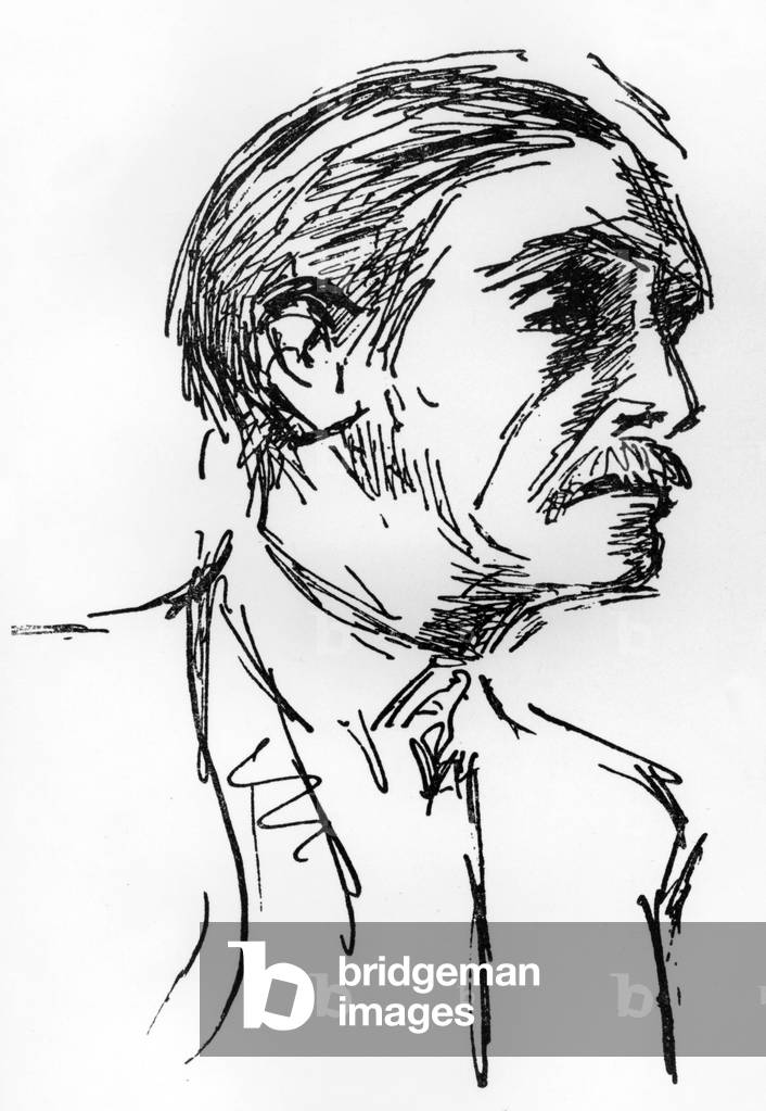 Paul Valery (1871-1945) French writer, drawing by Jean Marchand 1928