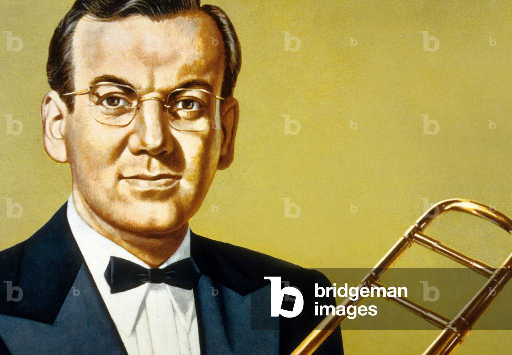 Glenn Miller (born Alton Glenn Miller, 1904 - 1944), American jazz band conductor and trombonist.