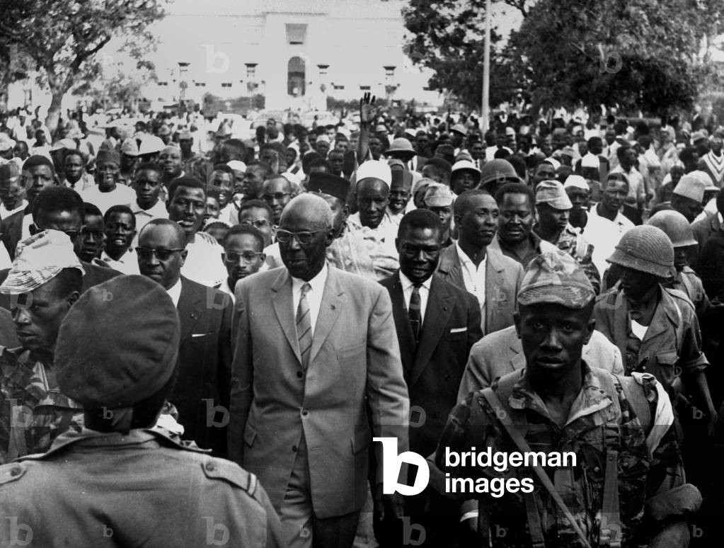 After the coup in Senegal Lamine Gueye cheered by the crowd on 20 December 1962