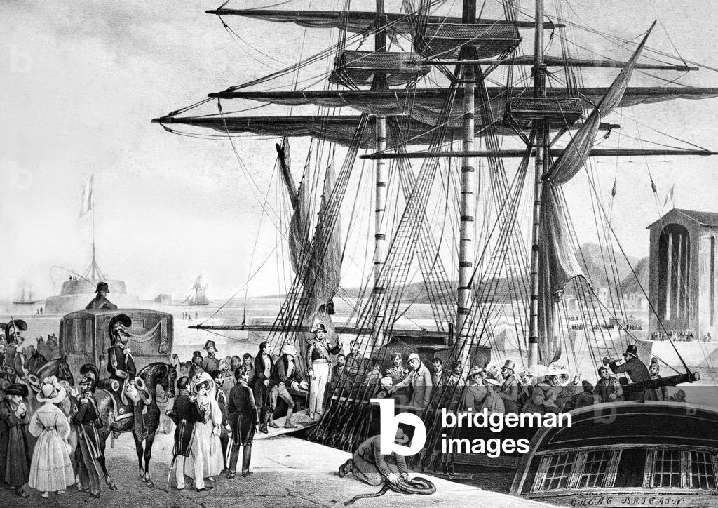 Charles X boards a Ship to England, 15th August 1830 (engraving)