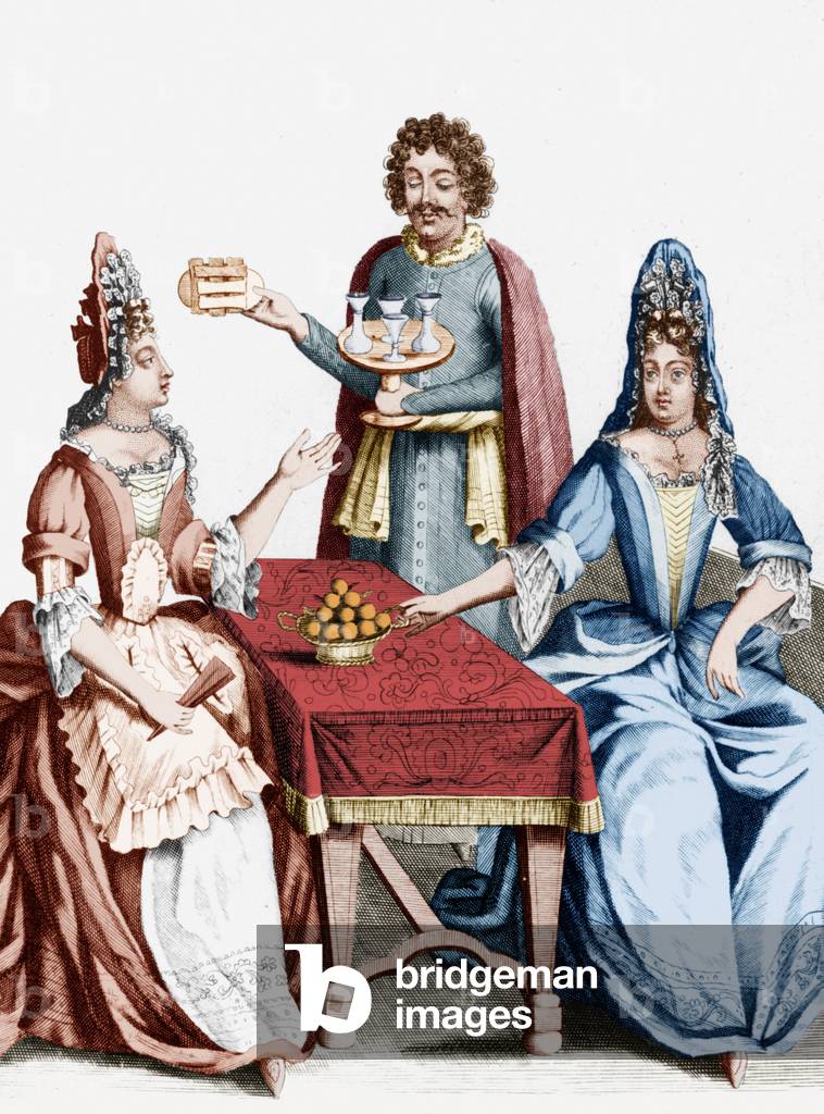 women having some refreshment in the 17th century