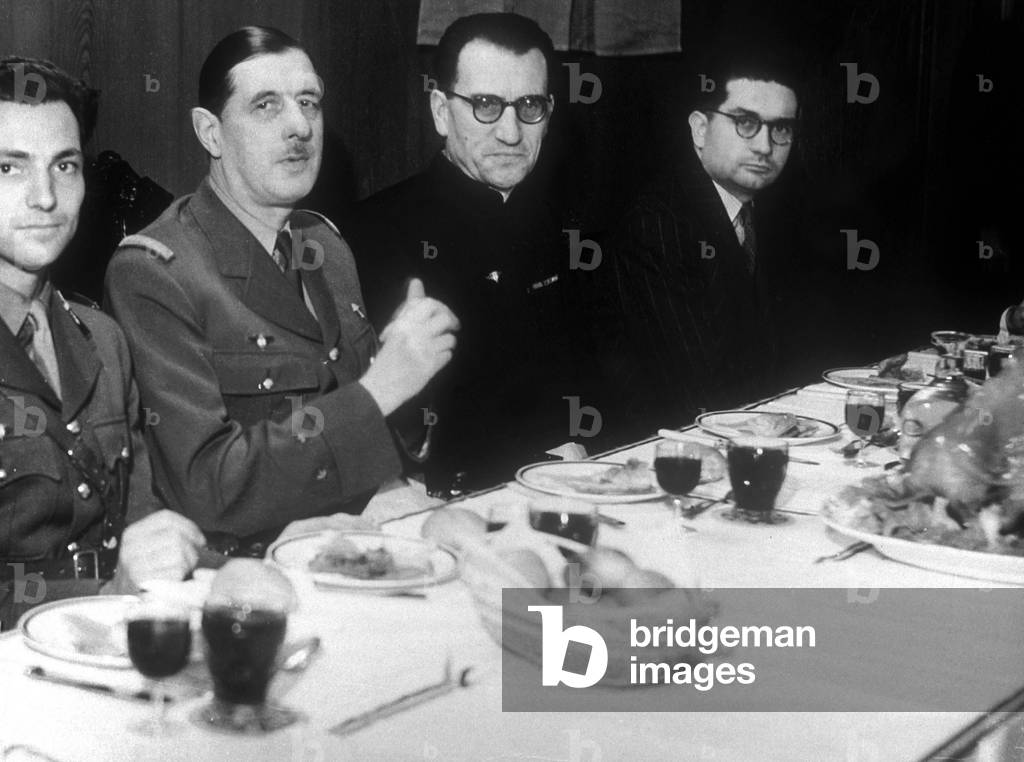General Charles de Gaulle and Jacques Soustelle in London, 1940 (b/w photo)