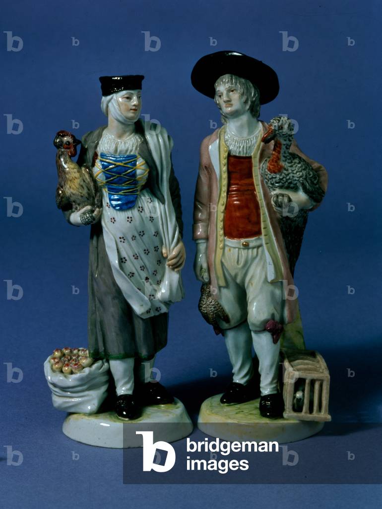 Pair of turkey sellers, possibly modelled by Jean-Jacob Louis (1703-72), Ludwigsburg, c.1765 (porcelain)