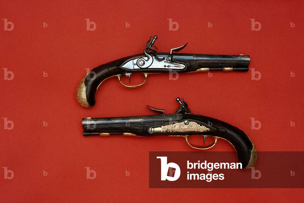 Pair of flintlock pistols, by Hess of Zweibrucken, German, mid 18th century