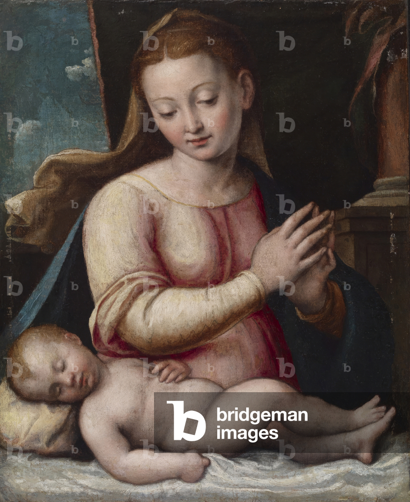 Madonna Adoring the Child, c.1580-1600 (oil on canvas mounted on panel)