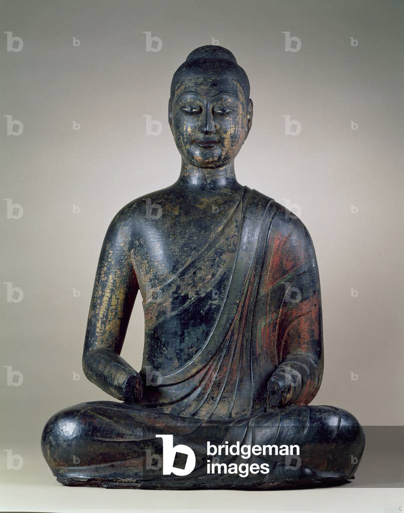 Buddha, c.590 (painted lacquer over wood)