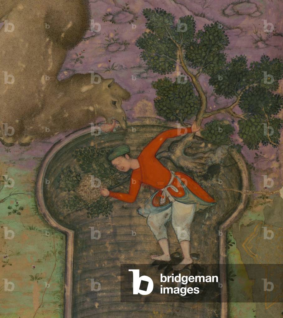 Detail of an illustration from 'Anvār-i Suhaylī (The lights of Canopus), a collection of fables by Ḥusayn ibn ʿAlī', by Khashifi (pen & ink with w/c on paper)