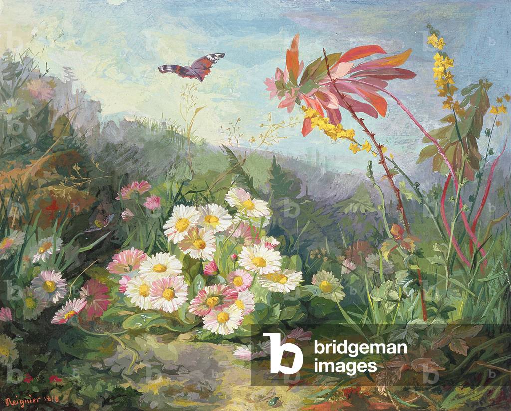 Wild Flowers and Butterfly, 1858 (w/c & gouache on cardboard)