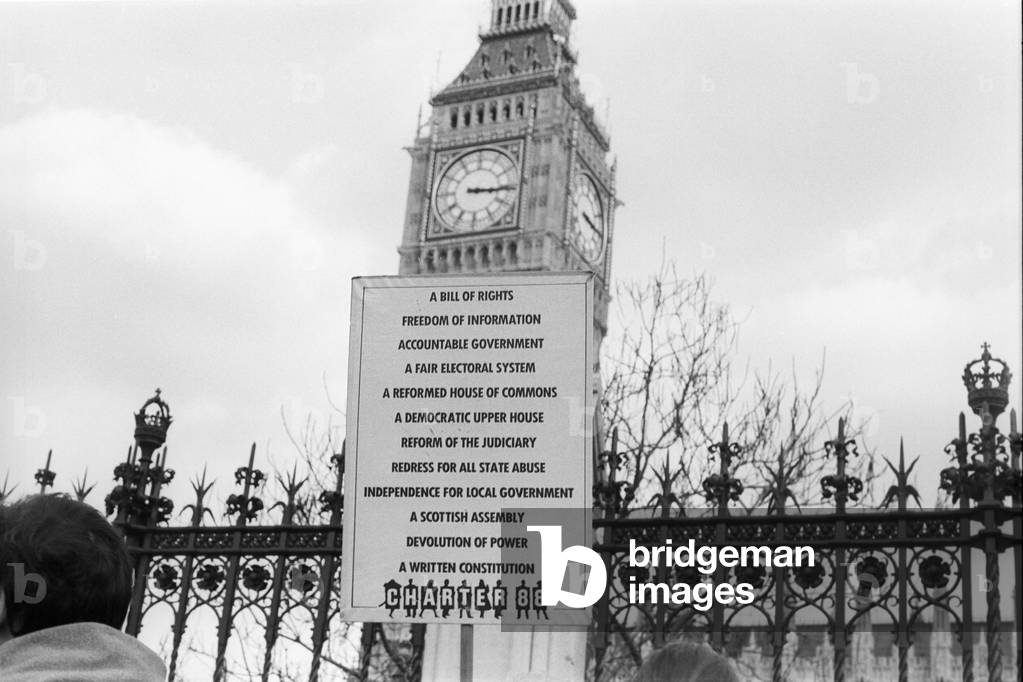 Anti-CJA Charter 88 Mass Lobby du Parlement, février 1994 (photo n/b)