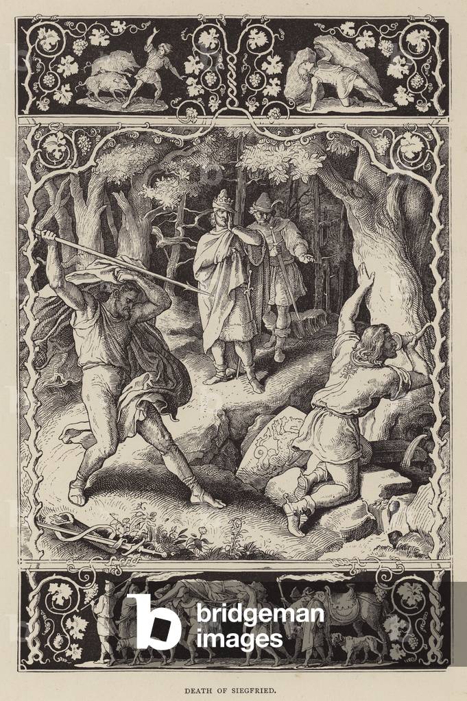 Image de Gravure représentant Mort de Siegfried (gravure) 1801 par Julius Schnorr von Carolsfeld