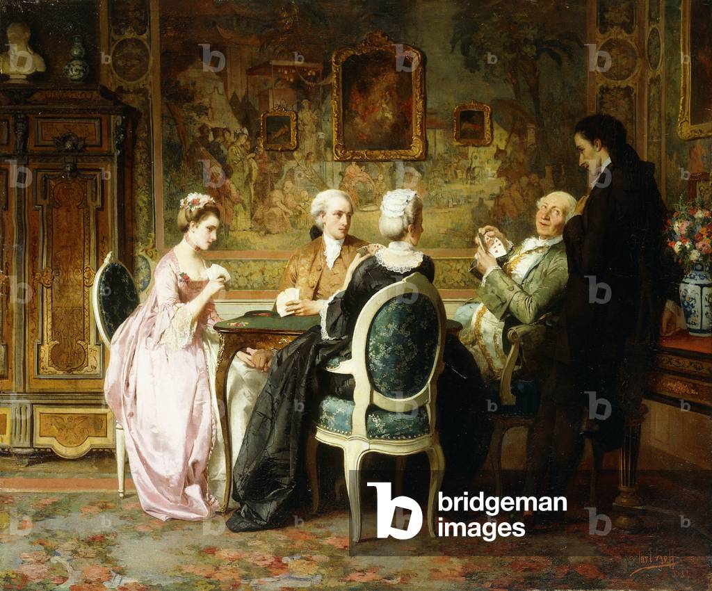 Image de Peinture représentant Le jeu de cartes par Carl Heinrich Hoff