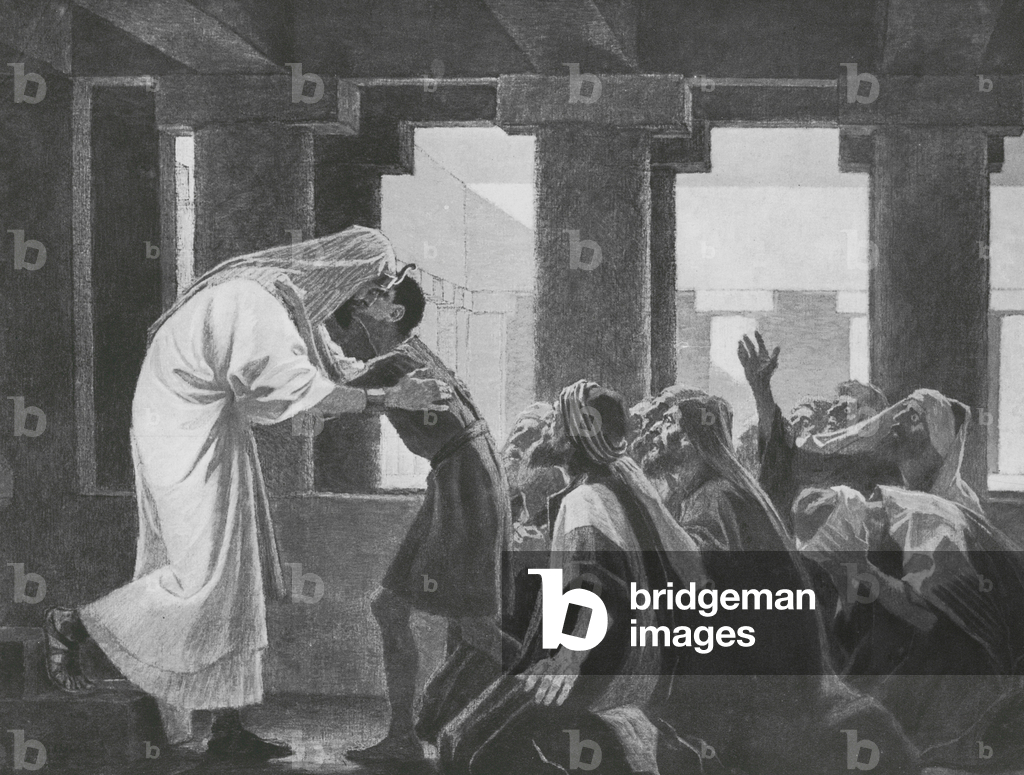 Image of Print depicting Joseph reveals himself (litho) 1901 by Gebhard Fugel