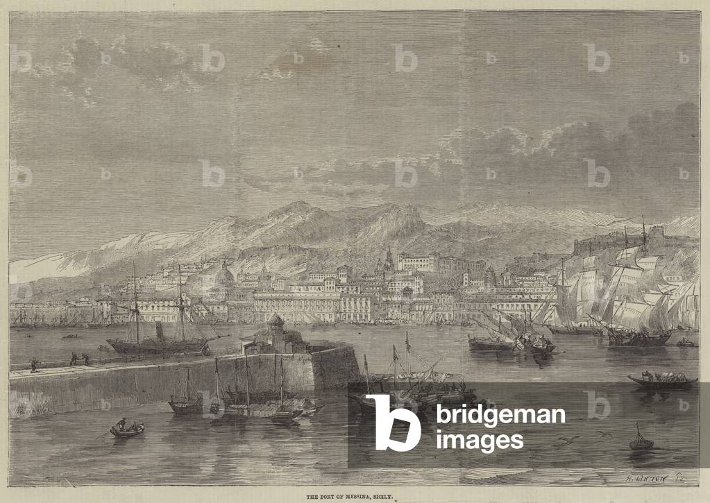 "Der Hafen von Messina" von English School, b/w