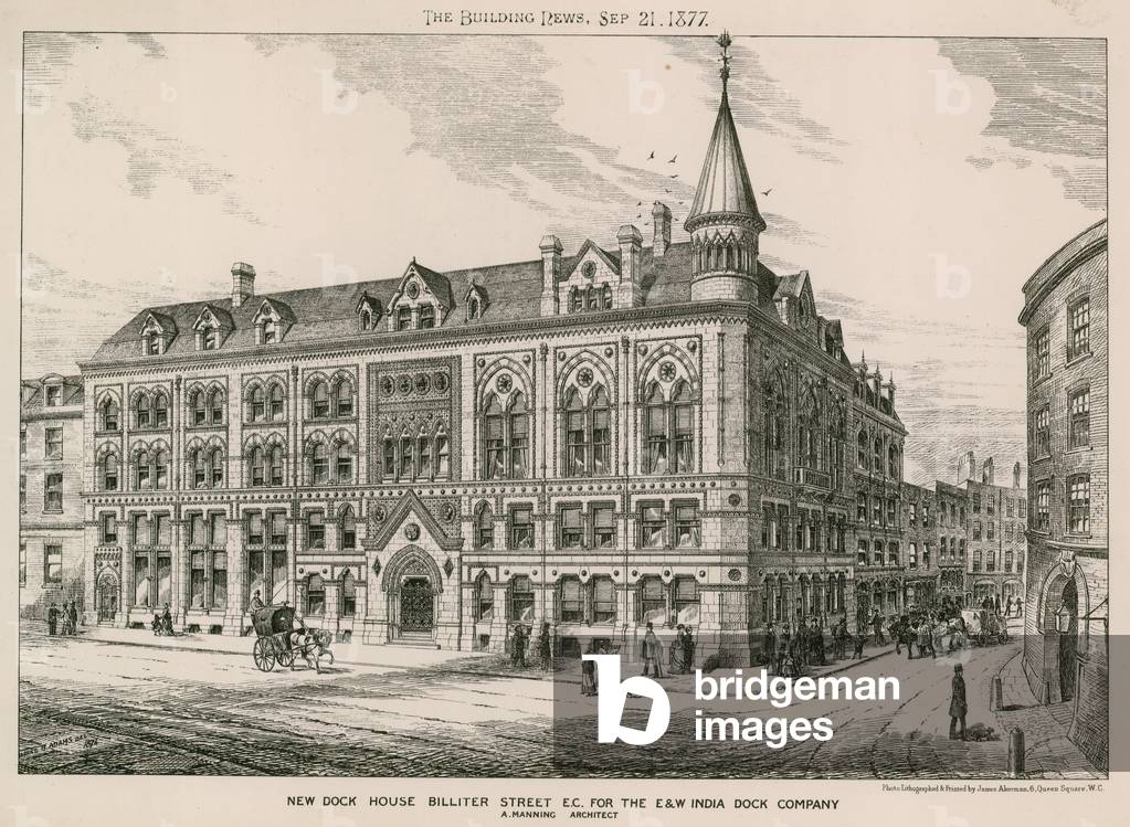 New Dock House Billiter Street, London EC, für die East and West India Dock Company (Gravur)